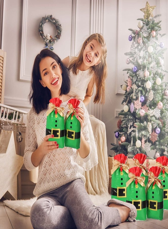 Funrous Christmas Drawstring Favor Bags Christmas Plastic Treat Candy Bag for Kids Birthday Snack Wrapping Party Favors Decor (50 Pcs, Elves Suit) - Image 5